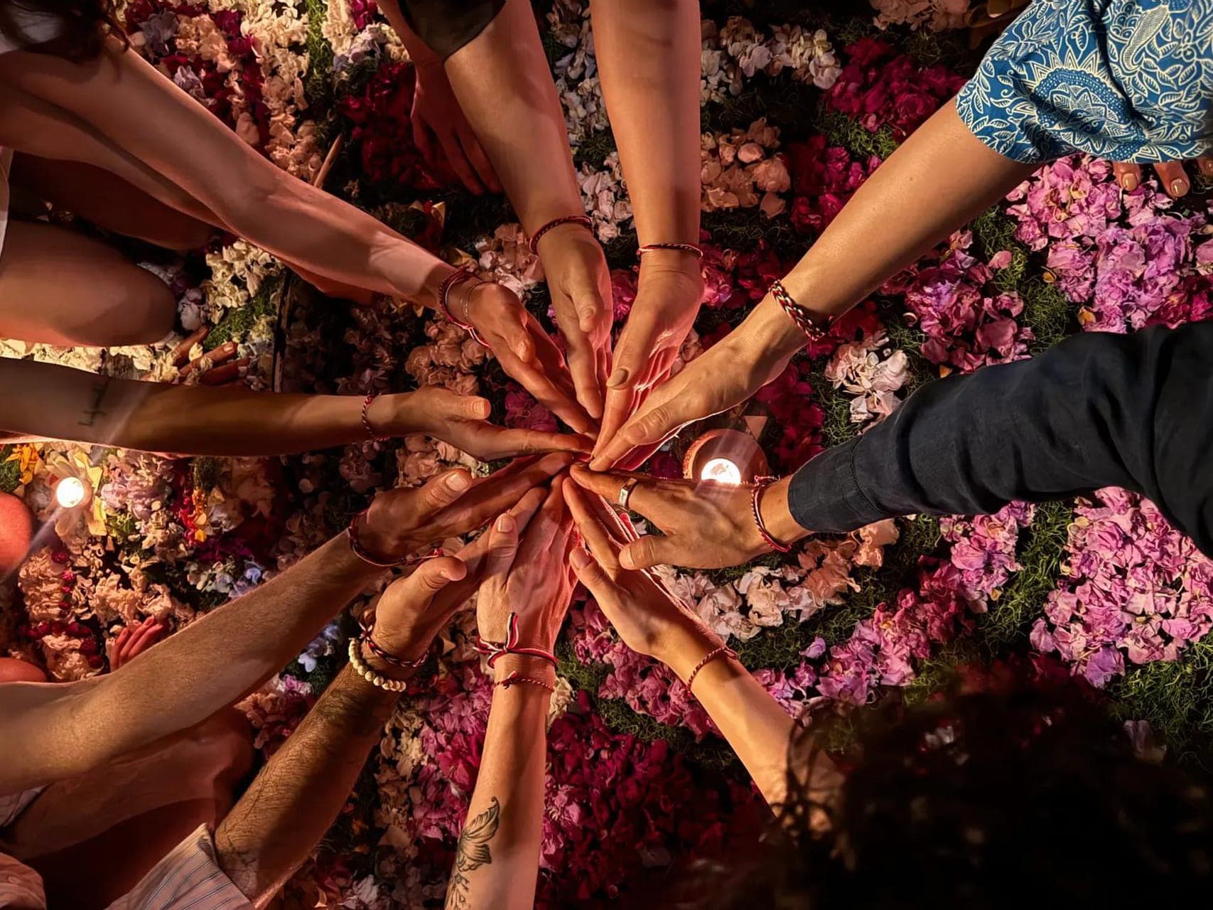 Group waterfall sound circle around the world